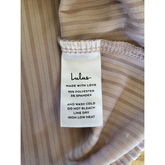 Lulu's Obvious Favorite Taupe Velvet Striped Mock Neck Long Sleeve Top S EUC - Picture 6 of 9